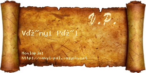 Ványi Pál névjegykártya